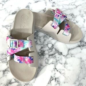 Chaco Chillos Kids Girls Slides Adjustable Sandals Pink Tie Dye Size 6